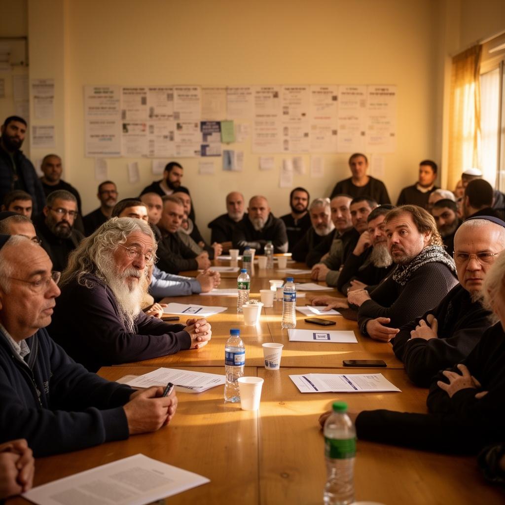 פגישת דיירים סביב שולחן